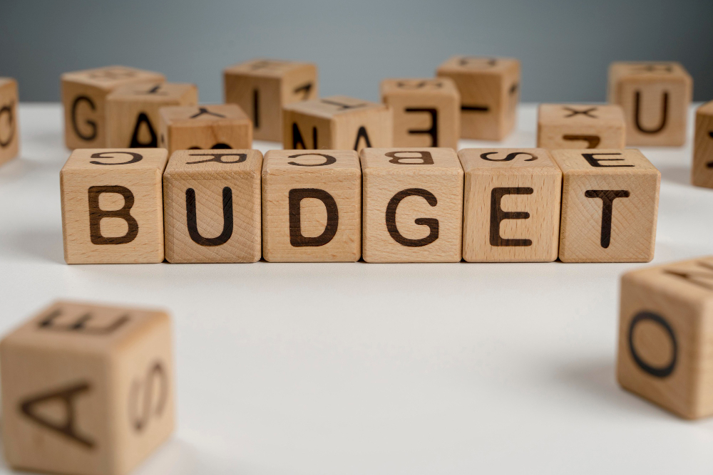 Wooden blocks spelling the word budget